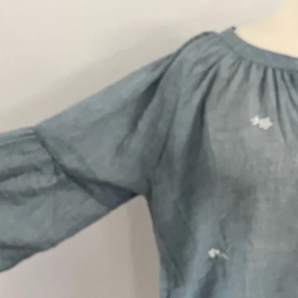 NWT Cotton Bleu Embroidered peasant gauze chambray tunic - Picture 8 of 10